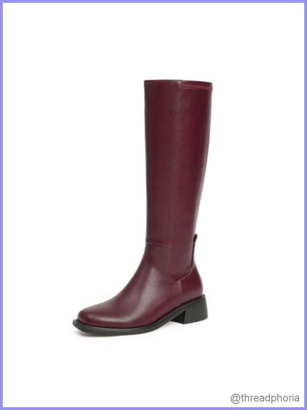 Women's Knee High Boots Low Heel Square Toe Faux Leather Stretch Tall Boots